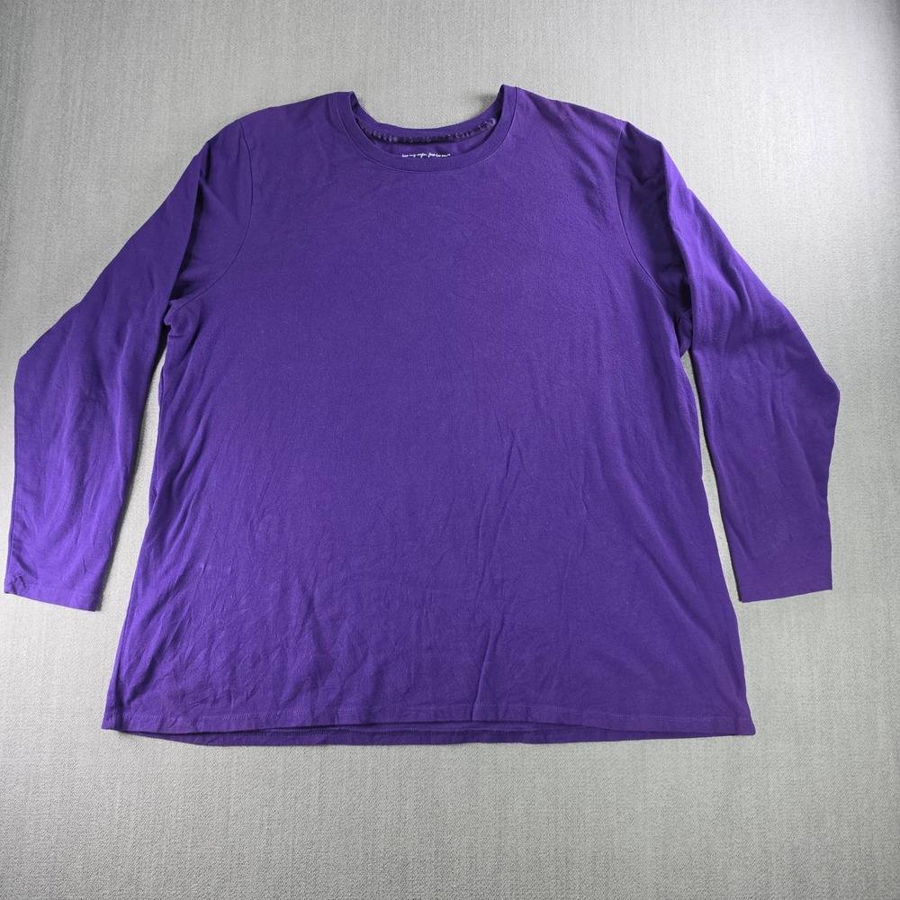 JMS Just My Size T-Shirt Womens 4X Purple Long Sleeve Crew Neck Cotton Blend Tee